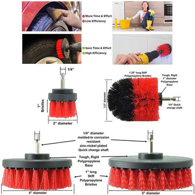 17pcs Red Drill Soft Brushes Set Car Detailing Brush para lavagem de pneus de carro