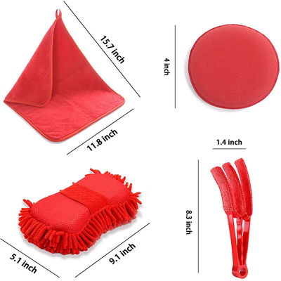 17pcs Red Drill Soft Brushes Set Car Detailing Brush para lavagem de pneus de carro