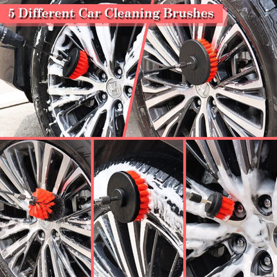 24 Pcs Car Detail Brush Set Drill Soft Brushes Kit de lavagem com gel de limpeza para o interior