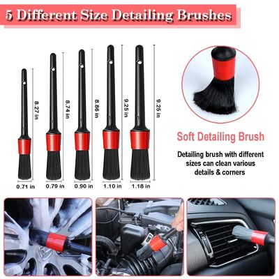 24 Pcs Car Detail Brush Set Drill Soft Brushes Kit de lavagem com gel de limpeza para o interior