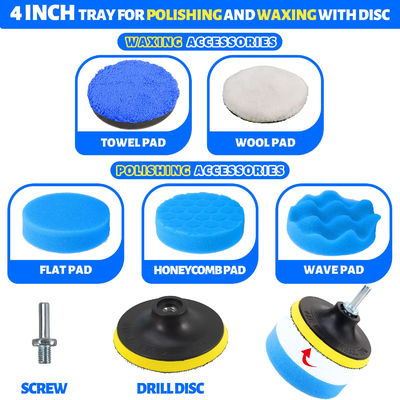 22 Pcs Kit de detalhamento de automóveis escovas Set de limpeza interior com furador automático escova macia anexo borracha esponja almofadas de polimento