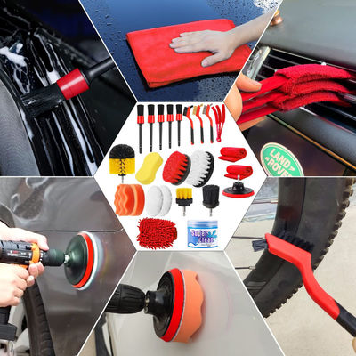 Ferramentas de limpeza de automóveis Conjunto 24 Pcs Autodetail Brush Waxing esponja lavagem interior exterior