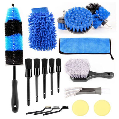 18 PCS Autodetail Brushes Car Wash Brush Kit para limpeza de rodas de automóveis