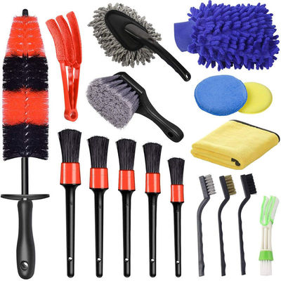 Fabricação de ferramentas de limpeza de automóveis 17pcs escova de automóveis para o interior das rodas de automóveis