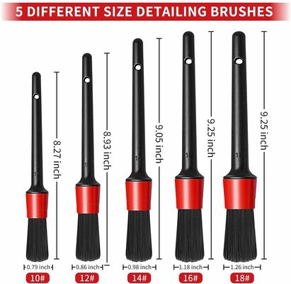 Boar Bristles Interior Car Detail Brush Pack 5pcs para limpeza de couro