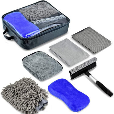Limpeza automática de tecido de microfibra, borracha macia, pincel detalhado, conjunto de 7 peças.