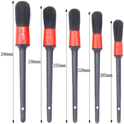 Boar Bristles Interior Car Detail Brush Pack 5pcs para limpeza de couro