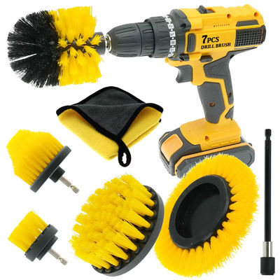 7pcs amarelo Borra limpador pincel Conjunto Borra durável para limpeza de carro