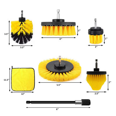 7pcs amarelo Borra limpador pincel Conjunto Borra durável para limpeza de carro