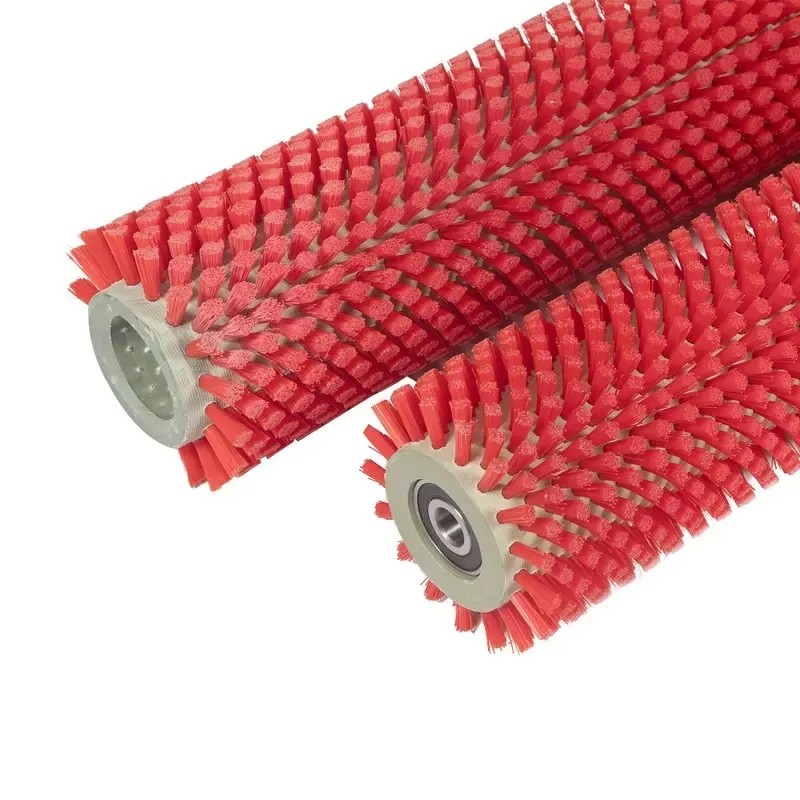 Escova de rolos industriais de nylon cilíndrico para limpeza de cintos transportadores