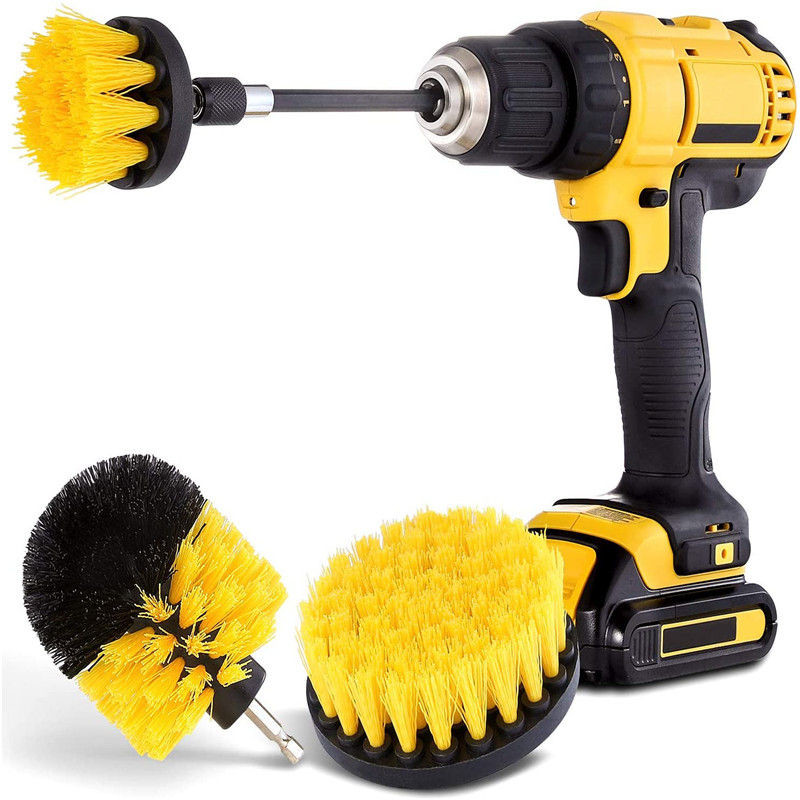 Conjunto de escova de perfuração 4 Pcs Esfregão de perfuração Power Scrubber Esfregão de limpeza Extensão de fixação longa Conjunto para limpeza doméstica
