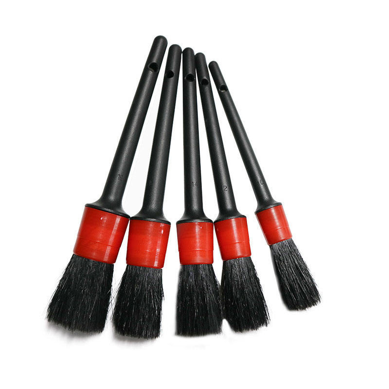 Boar Bristles Interior Car Detail Brush Pack 5pcs para limpeza de couro