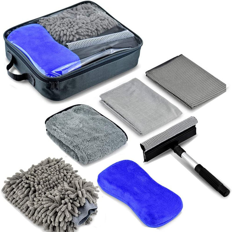Limpeza automática de tecido de microfibra, borracha macia, pincel detalhado, conjunto de 7 peças.