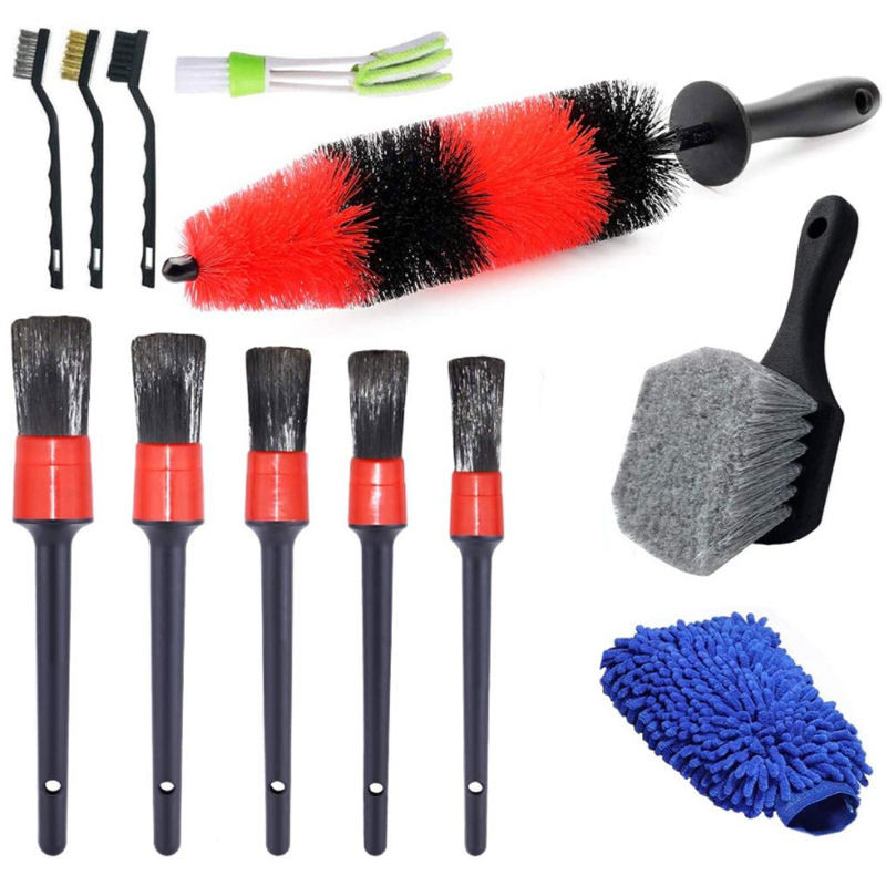 12PCS Auto Car Detail Brush Vent Cleaner Kit de Ferramentas Para Pneus Painel Interior Exterior