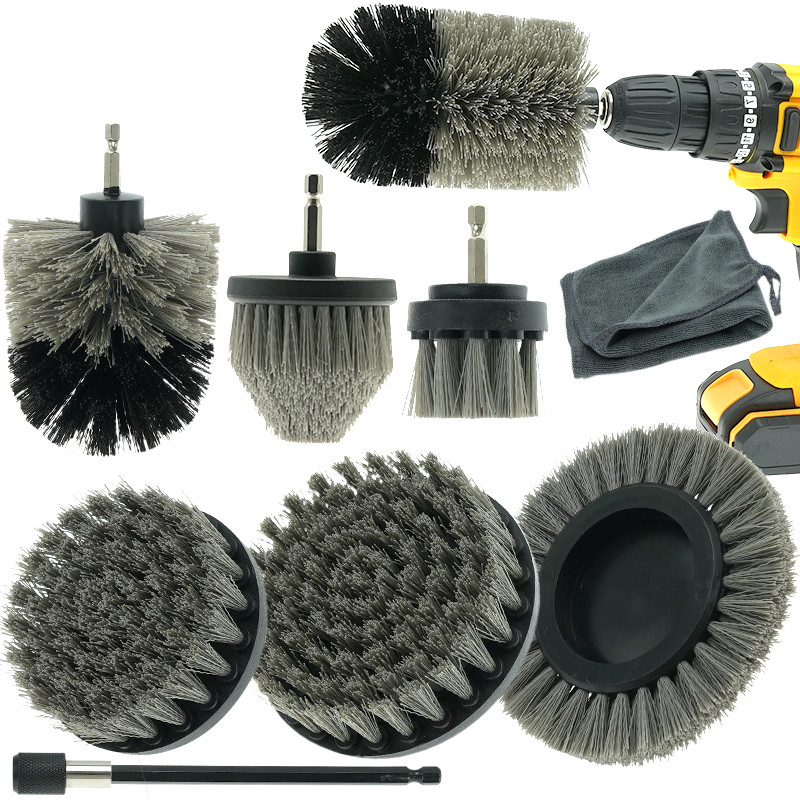 Grey Drill Brush Extension Scrubber Cordless 9PC Personalizado