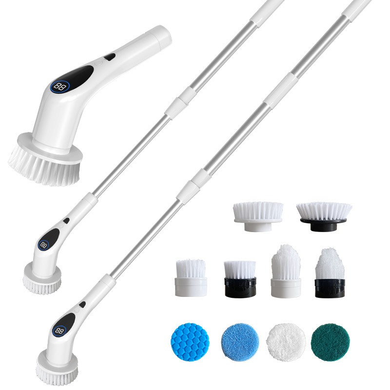 Limpador de chuveiro com escova de limpeza elétrica intercambiável giratório 320RPM