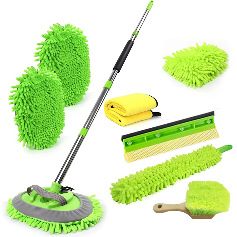 Limpeza de automóveis verde de 62&quot; escova de limpeza com cabo longo de aço