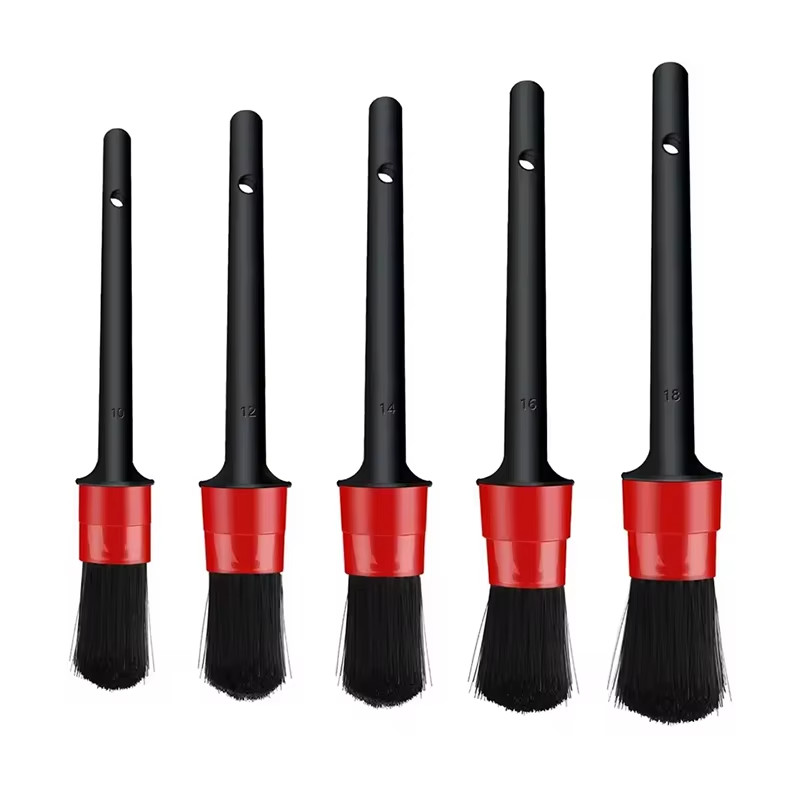 5pcs Pp detalhe escova com cor vermelha e preta para detalhe profissional de carro