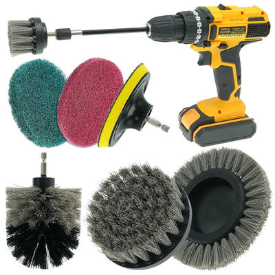 8pc Set de escova de perfuração Power Scrubber Banheiro Limpeza de carro para carro
